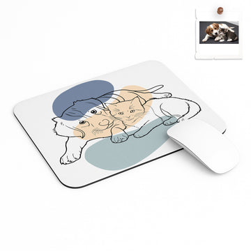 Custom Photo to Art Pet Portrait Rectangle Mouse Pad Minimalist Style Gift for Dog & Cat Owners