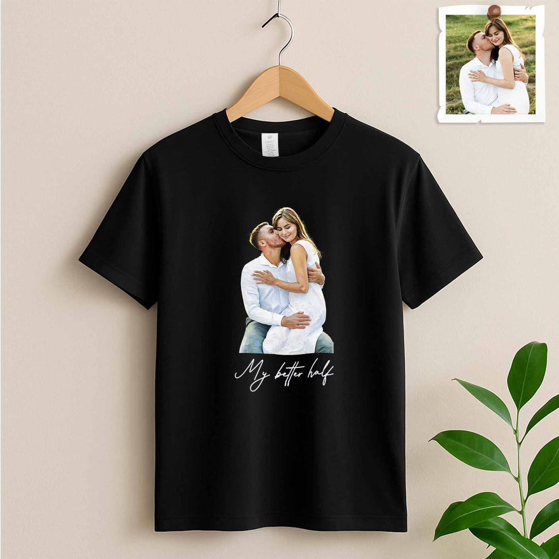 Customized Photo, Turn Your First Date or Wedding Photo to Art, Personalized Oil Painting Style Couple Unisex Crewneck T-shirt S-5XL