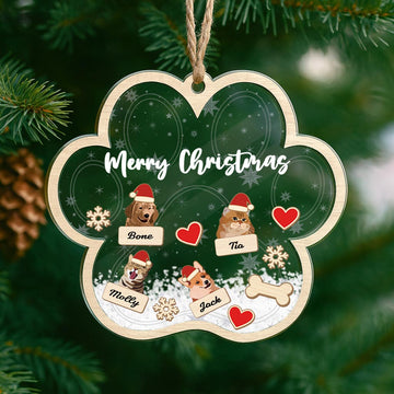 Personalized Pet Photo Shaker Ornament, Christmas Tree Hanging Decoration for Pet Mom and Dad