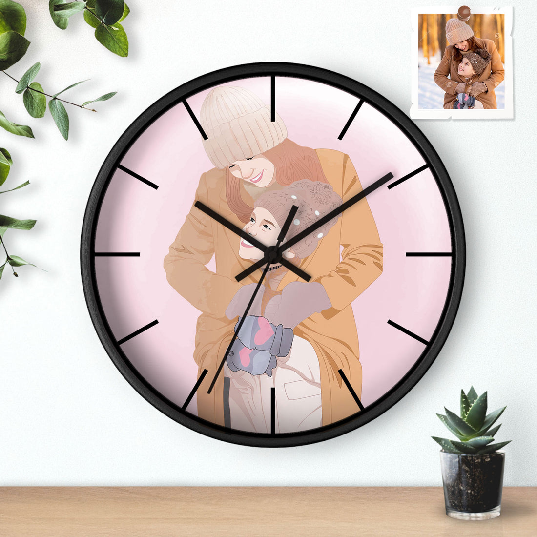 Personalized Portrait from Photo, Illustration Painting Art, Memorial Mother's Day Gift Wall Clock