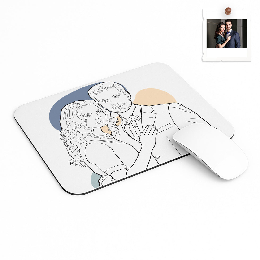 Customized Couple Portrait to Line Art, Lovely Anniversary Gift Rectangle Mouse Pad