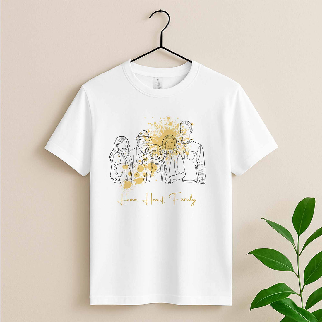 Personalized Family Photo Line Art Anniversary Gift, Custom Father's Day Mother's Day Gift Unisex Crewneck T-shirt S-5XL
