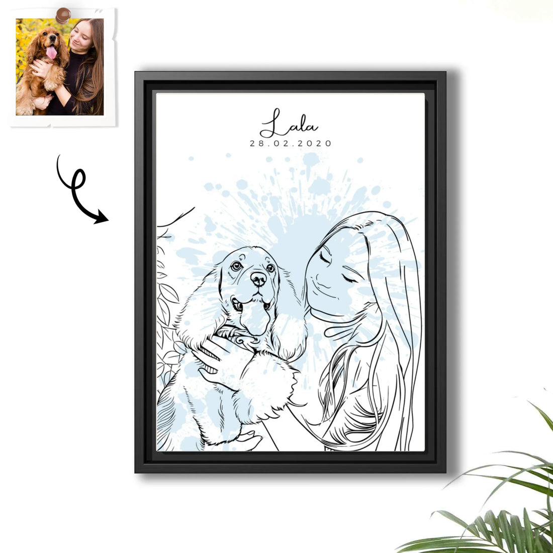 Custom Turn Your Pet Photo into Line Art Personalized Pet Canvas-BeUnikArt