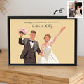 Personalized Wedding Illustration Art, Unique Gift for Newlyweds, Wedding Anniversary Canvas-BeUnikArt
