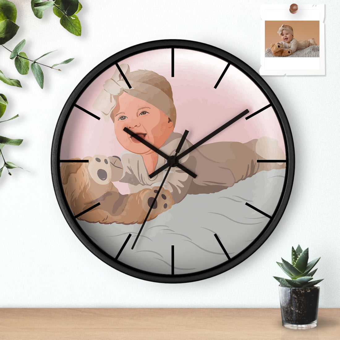 Custom Baby Portrait from Photo, Personalized Art, Thoughtful Gift for Baby Shower, Newborn Arrival Clock