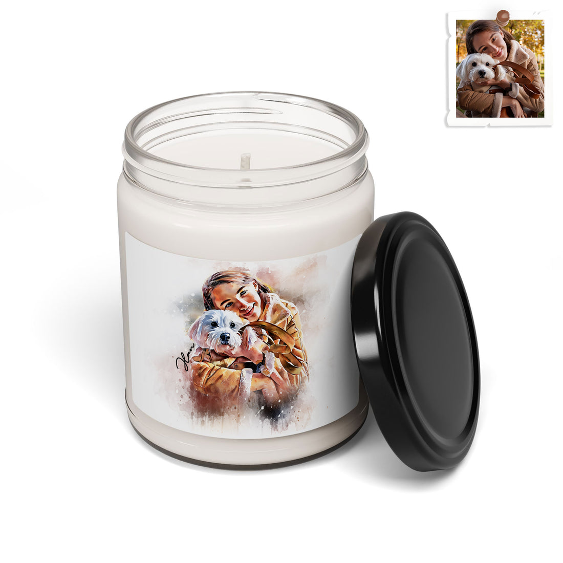 Turn Pet Adventures to Watercolor Art, Fun Dog Cat Lover Gift Scented Soy Candle, 9oz