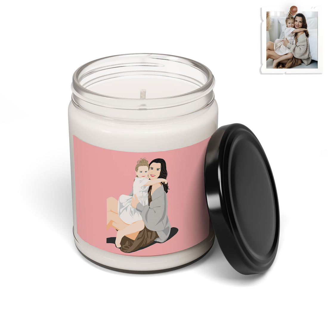 Custom Portrait from Photo, Personalized Illustration Painting Art, Memorial Mother's Day Gift Scented Soy Candle, 9oz