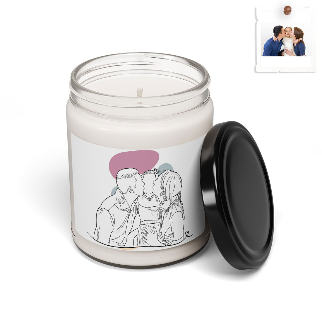 Custom Family Portrait to Line Art, Perfect Gift for Parents Scented Soy Candle, 9oz