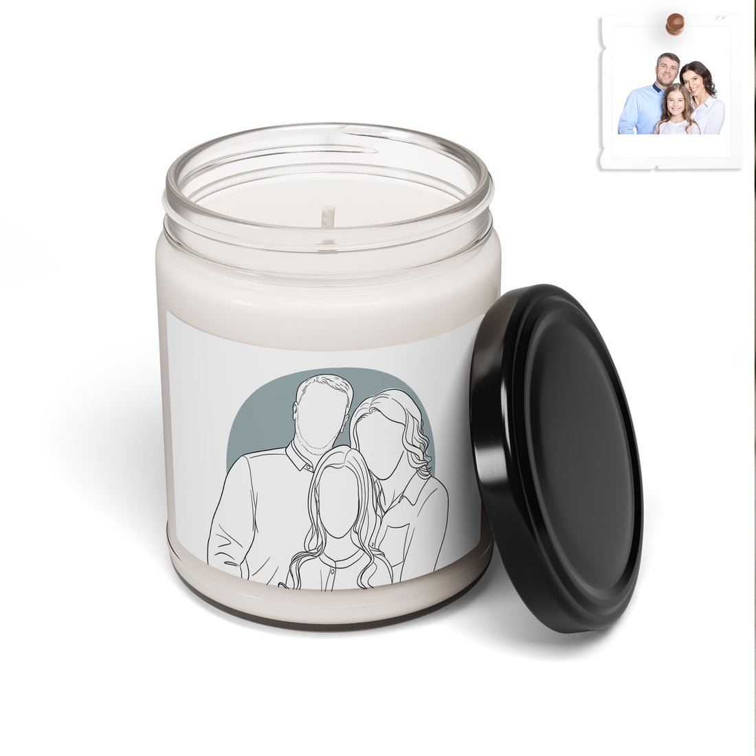 Custom Minimalist Line Art from Photo, Thoughtful Anniversary or Family Gift Scented Soy Candle, 9oz