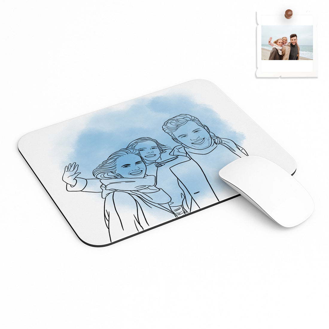 Personalized Line Art from Photo, Couple or Family Anniversary Gift Rectangle Mouse Pad
