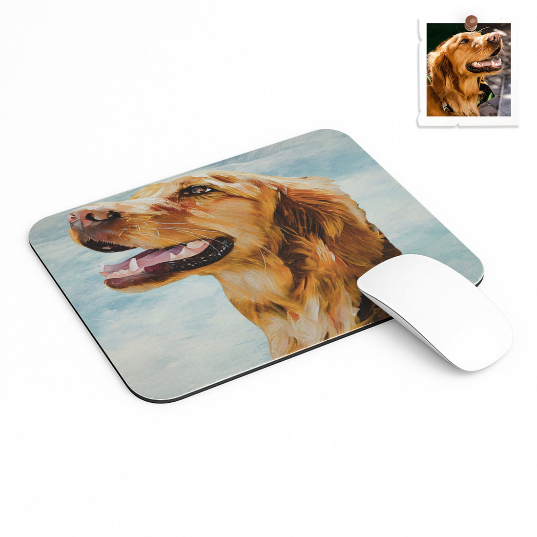 Celebrate Your Furry Friend, Oil Painting Style Pet Portrait Rectangle Mouse Pad
