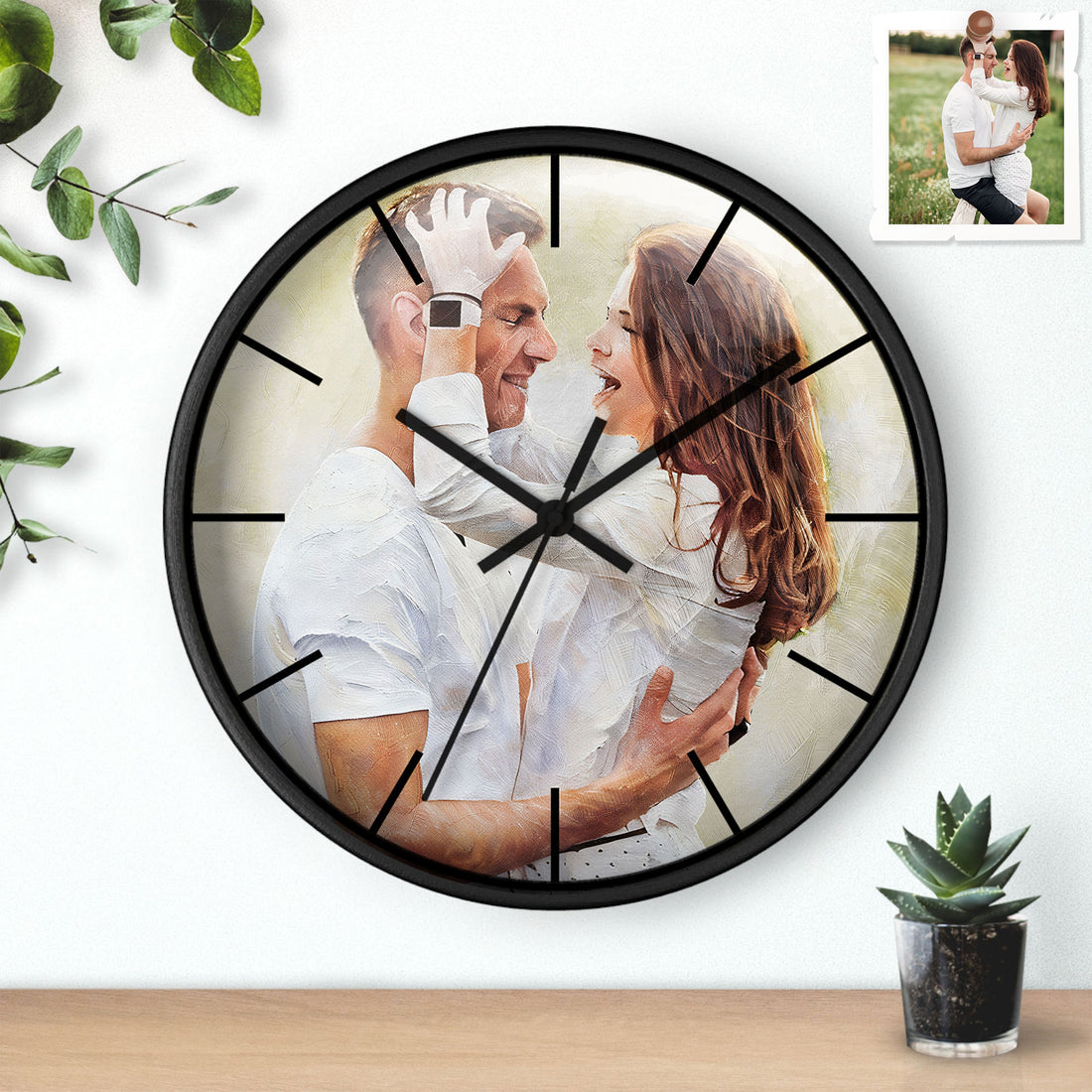 Customized First Date or Wedding Photo to Art, Romantic Couple Clock