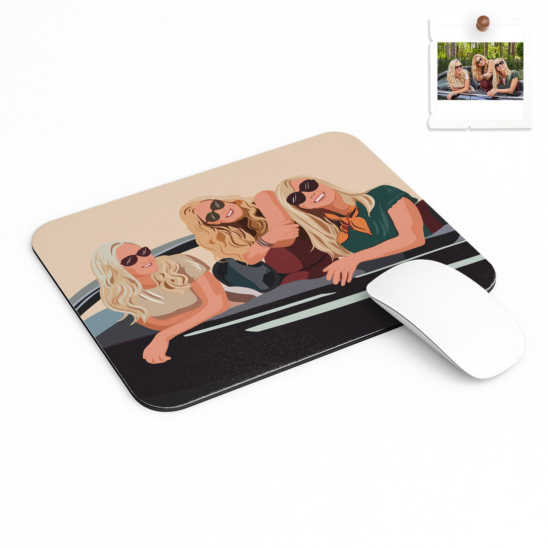 Custom Best Friends Portrait Turn Photo To Art, Keepsake Friendship Gift Rectangle Mouse Pad