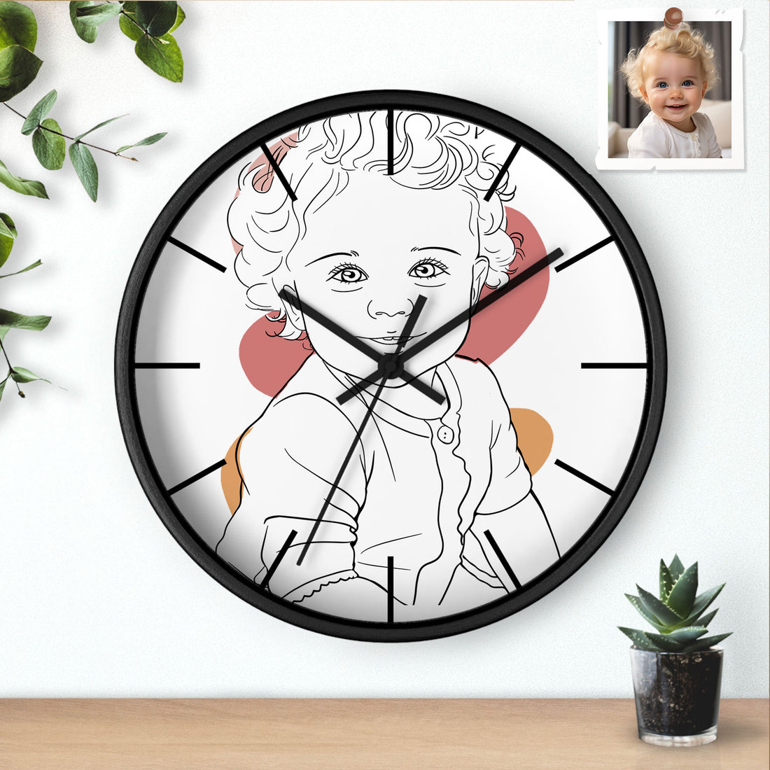 Customized Baby Portrait, Newborn Keepsake Gift Wall Clock