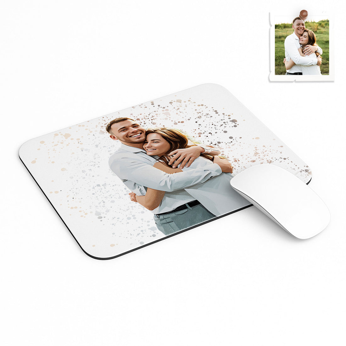 Turn Couple Photo into Illustration Art, Capture Sweetest Moments Rectangle Mouse Pad