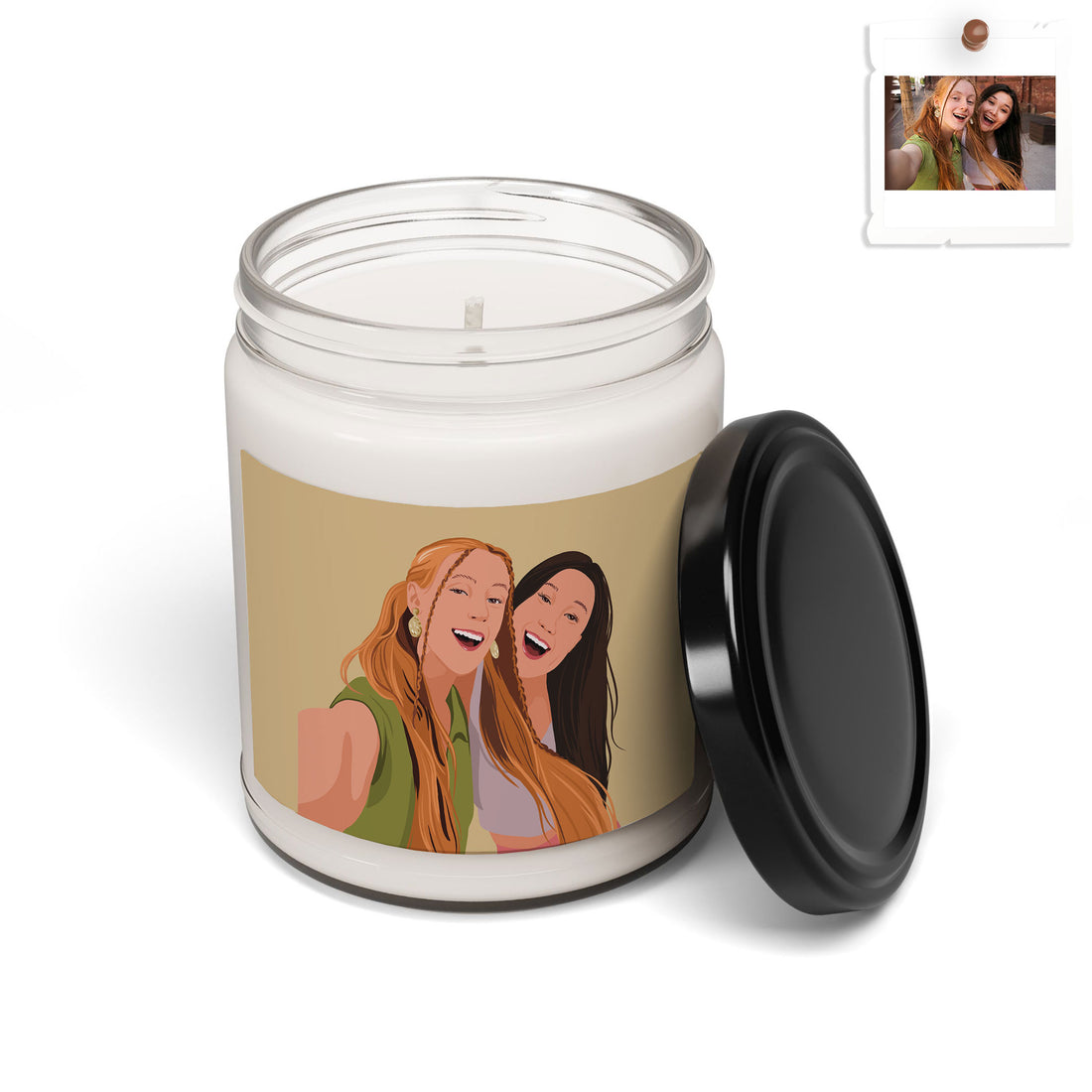 Turn Photo To Art Best Friend Portrait, Thoughtful Friendship Gift Scented Soy Candle, 9oz