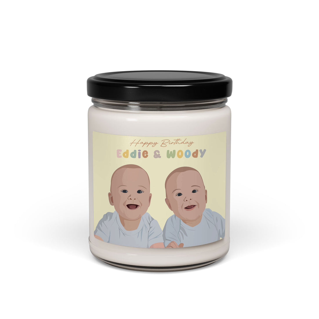 Custom Baby Portrait Photo Art, Personalized Baby Illustration Painting, Baby Shower Gift, Newborn Keepsake Scented Soy Candle, 9oz