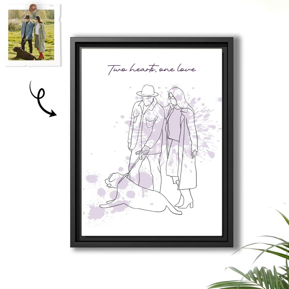 Custom Family Photo to Line Art, Couple Picture, Anniversaries Gift Canvas-BeUnikArt