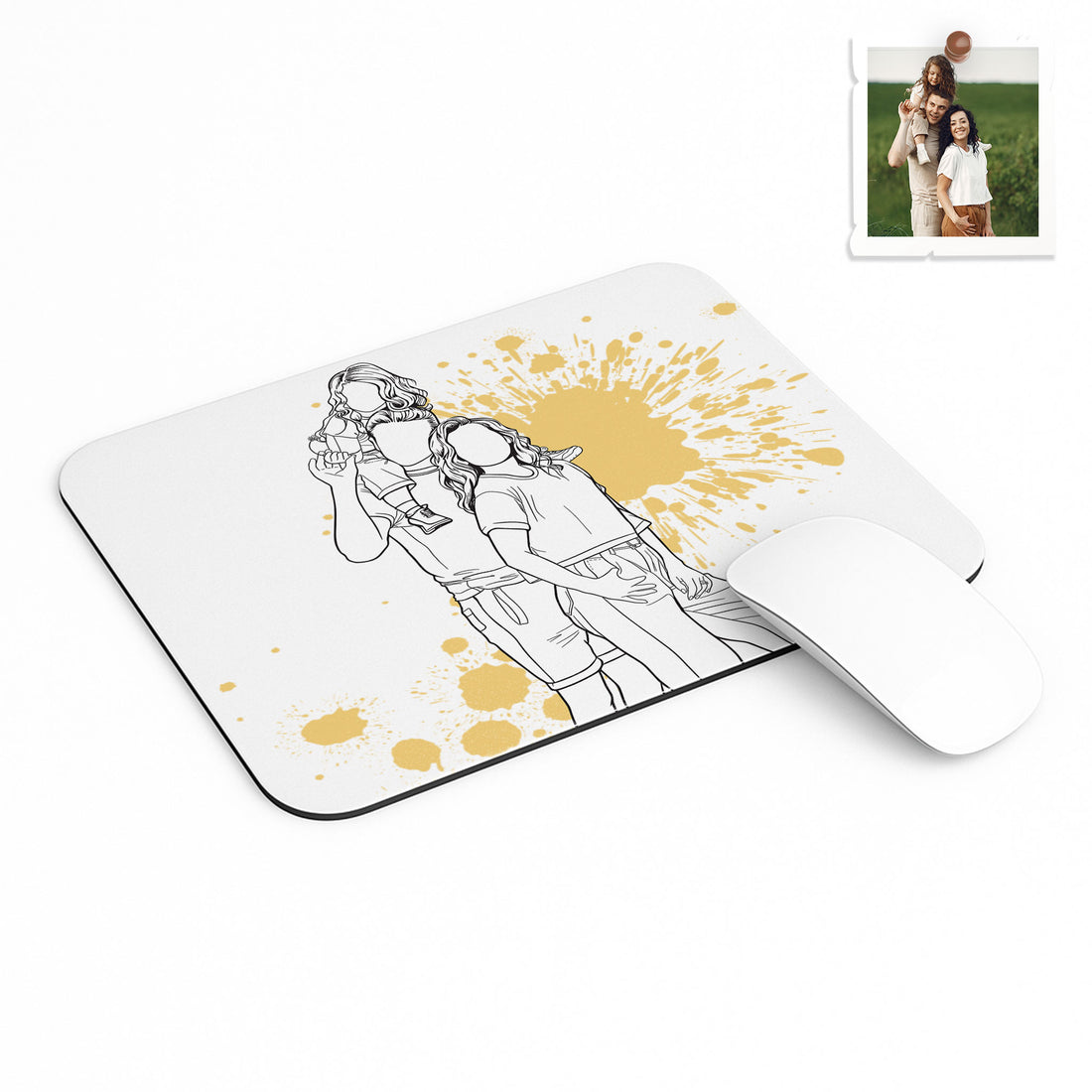 Personalized Couple Drawing, Meaningful Date or Wedding Gift Rectangle Mouse Pad