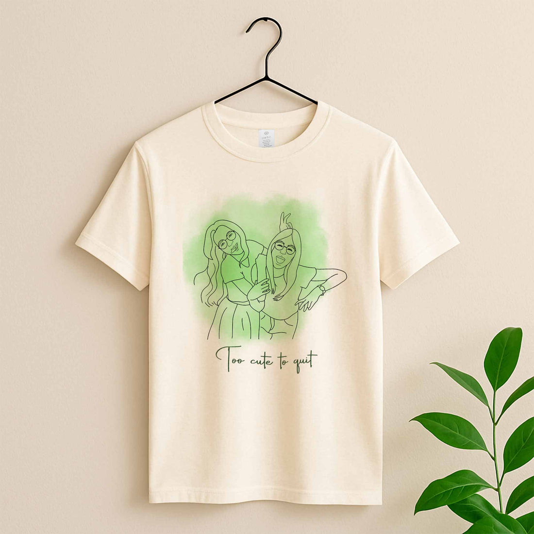 Personalized Friendship Line Art from Photo, Best Friend Gift Unisex Crewneck T-shirt S-5XL