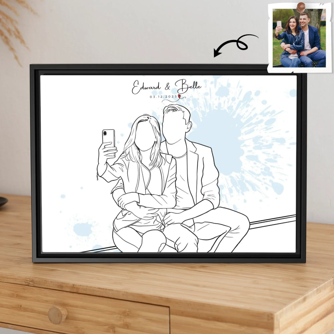 Personalized Couple Drawing Meaningful Anniversary, Date Gift Canvas-BeUnikArt