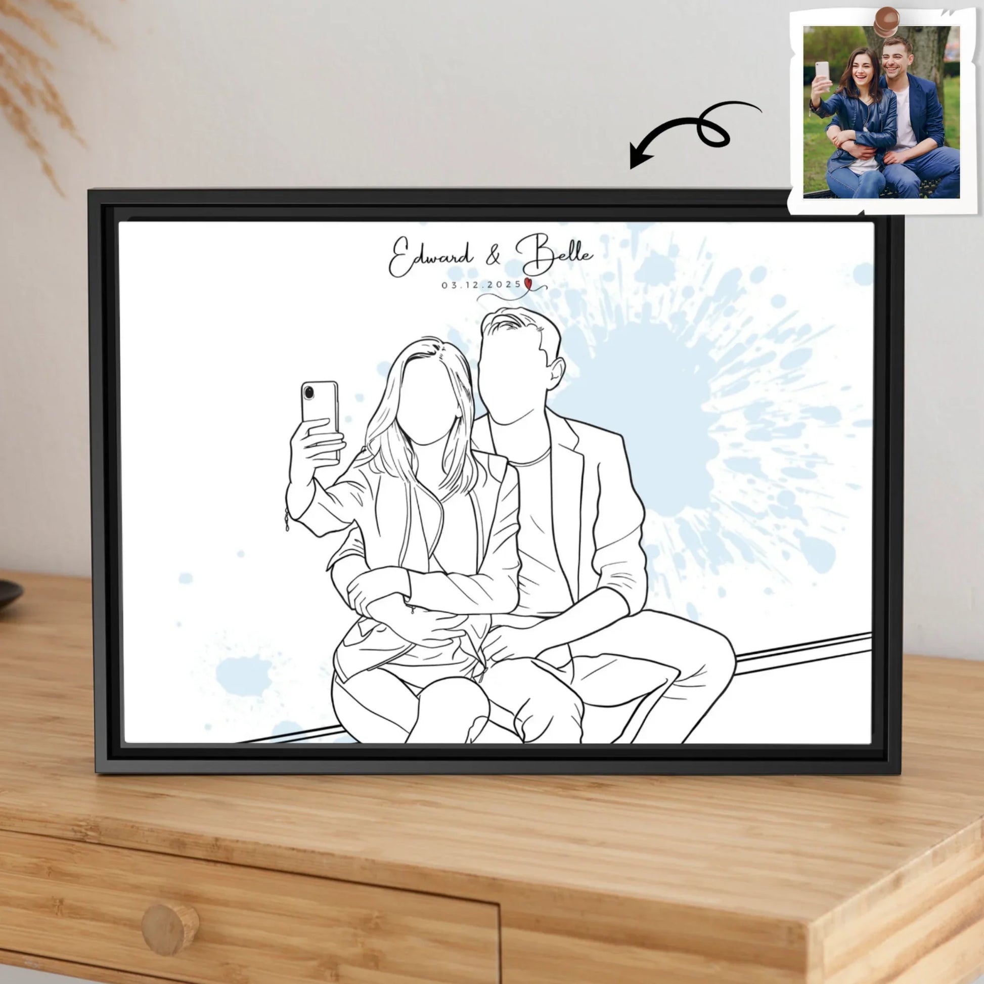 Personalized Couple Drawing Meaningful Anniversary, Date Gift Canvas-BeUnikArt