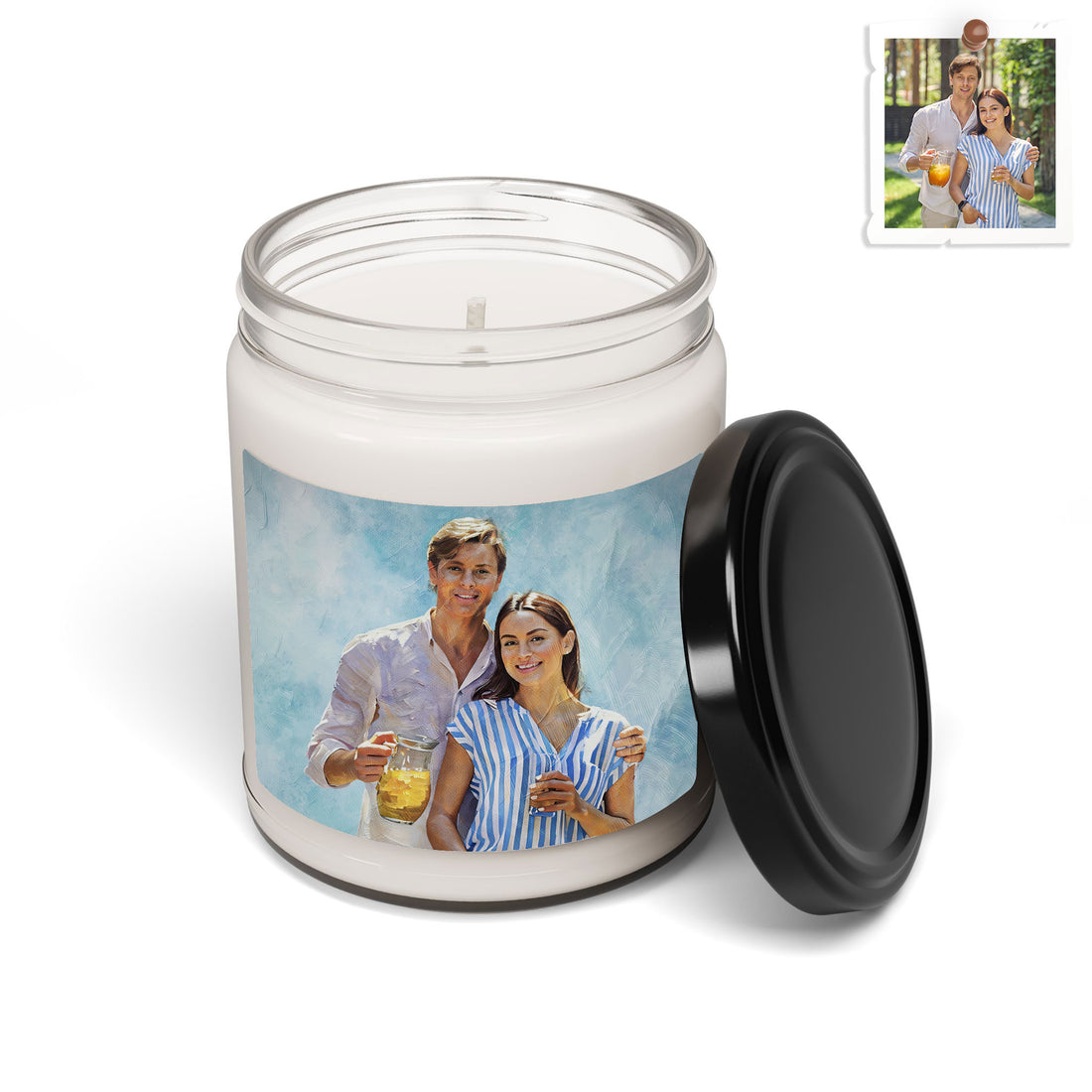 Custom Couple Photo to Oil Painting Art, Romantic Anniversary Gift Scented Soy Candle, 9oz