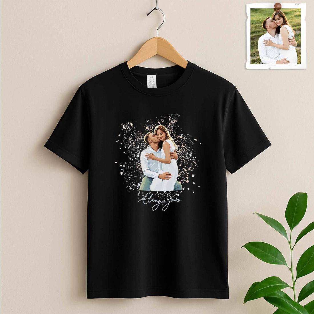 Turn Photo into Art, Capture Your Sweetest Moments, Custom Illustration Art for Couples Unisex Crewneck T-shirt S-5XL