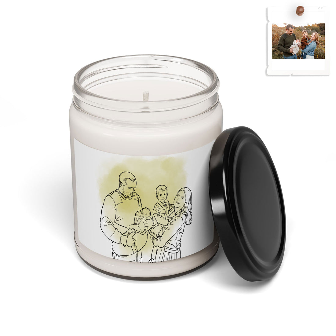 Personalized Line Art from Photo, Couple or Family Anniversary Gift Scented Soy Candle, 9oz