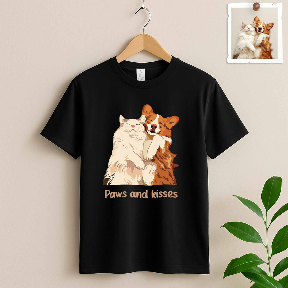 Customized Pet Lover Turn Portrait Photo to Illustration Art, Pet Birthday Gift Unisex Crewneck T-shirt S-5XL