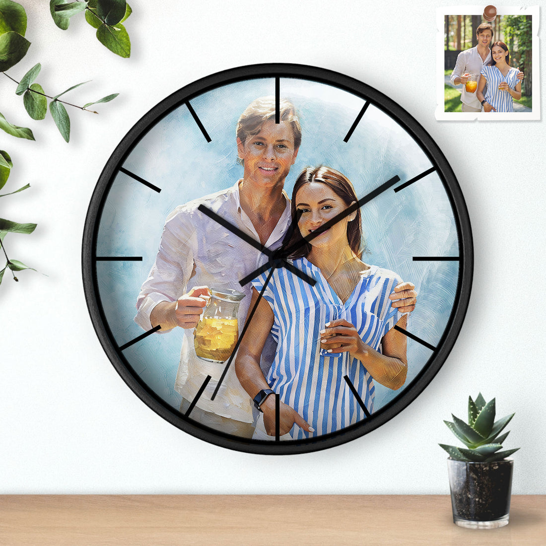 Custom Couple Photo, Turn Sweetest Moment to Oil Painting Art Clock