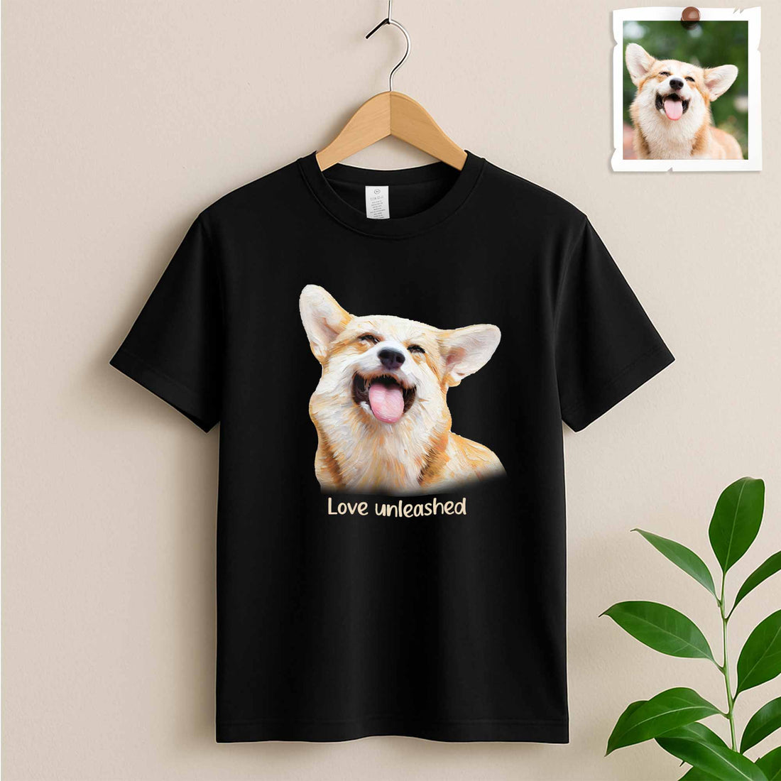 Transform Your Pet Photo to Art, Customized Oil Painting Style in Minimal Style Unisex Crewneck T-shirt S-5XL
