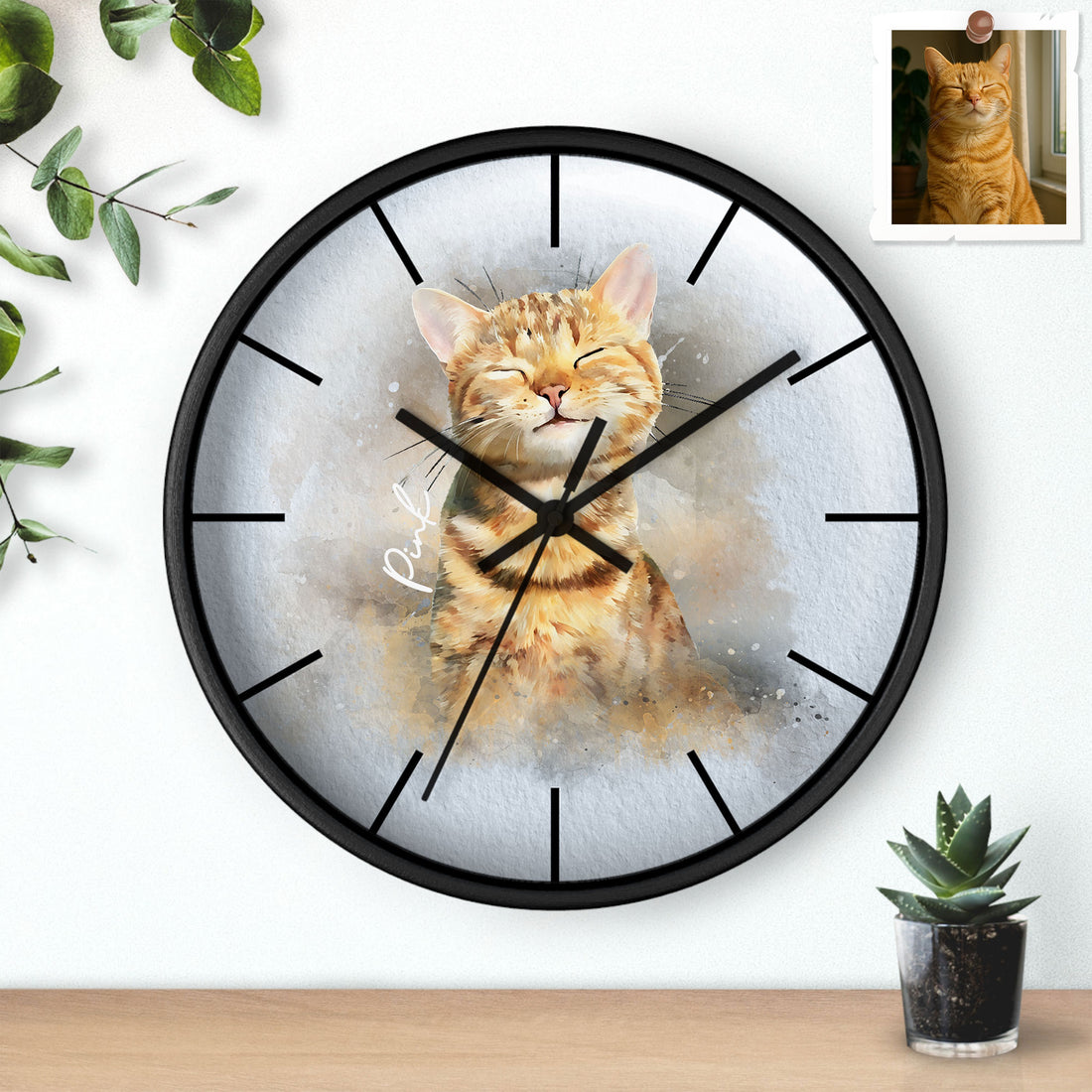 Turn Pet Adventures to Art, Dog & Cat Watercolor Style Wall Clock
