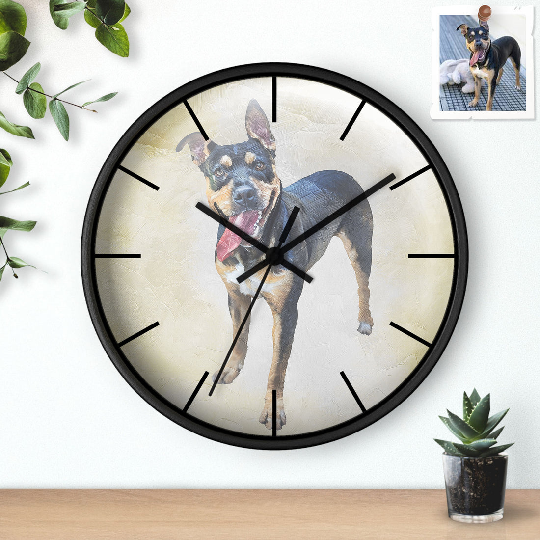 Transform Pet Photo to Art, Minimal Oil Painting Style Wall Clock