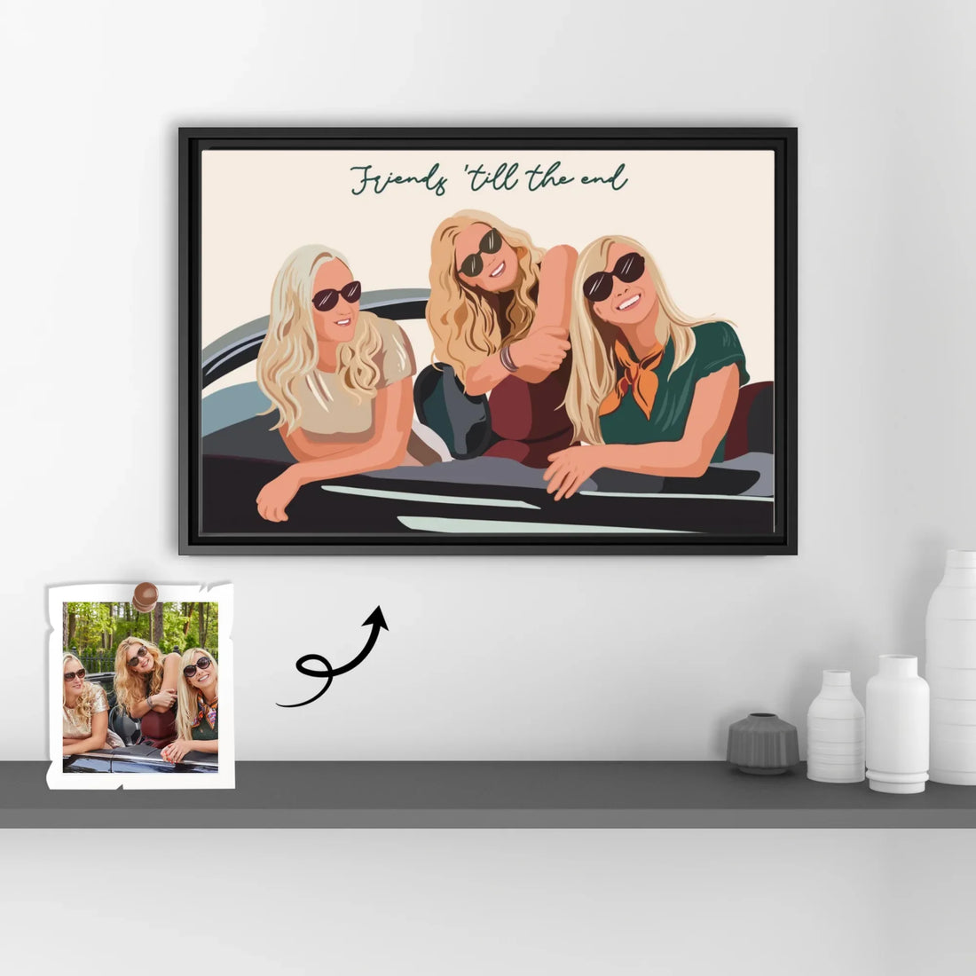 Custom Best Friends Portrait Turn Photo To Art, Thoughtful Friendship Gift, Best Friends Keepsake Gift Canvas-BeUnikArt