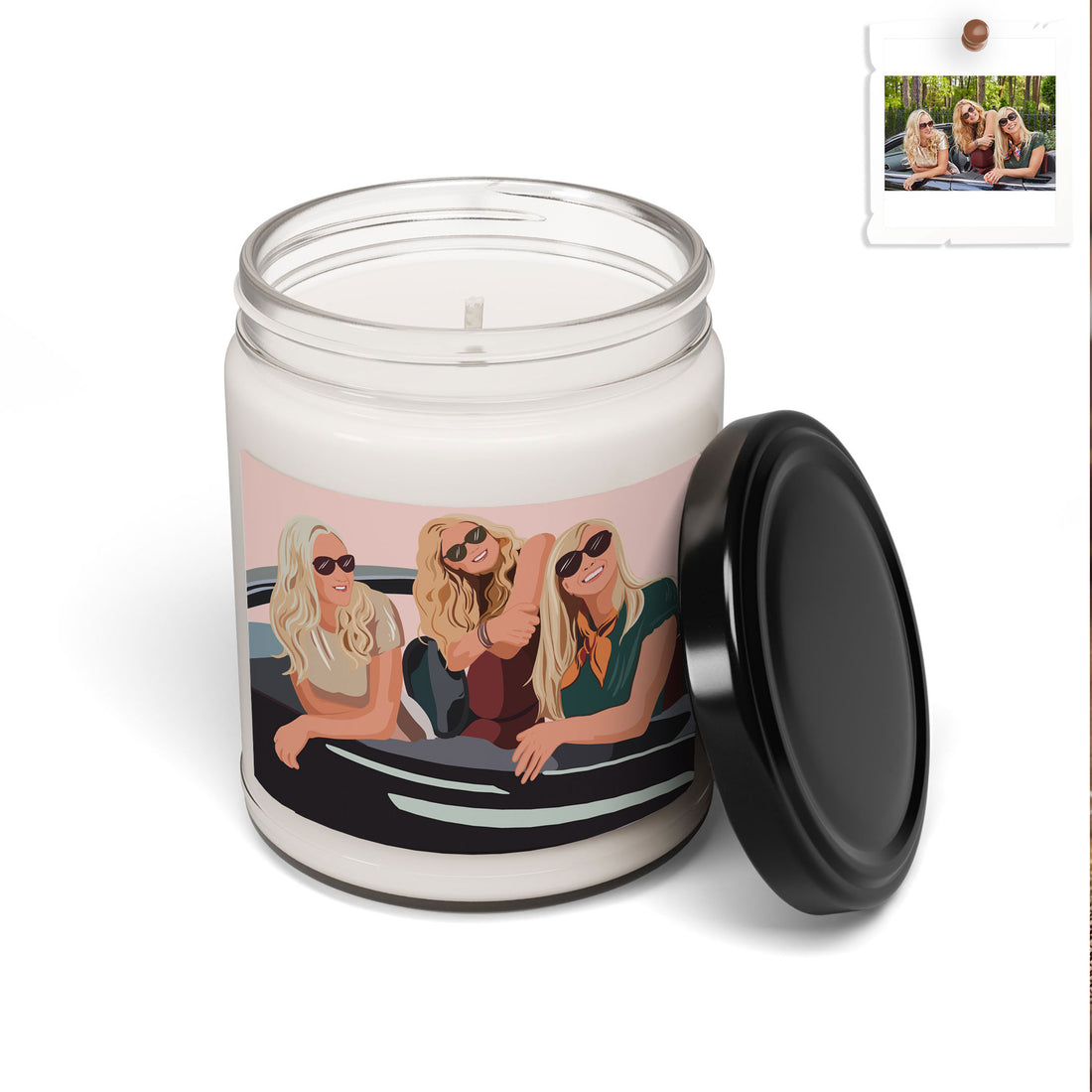 Custom Best Friends Portrait Turn Photo To Art, Keepsake Friendship Gift Scented Soy Candle, 9oz