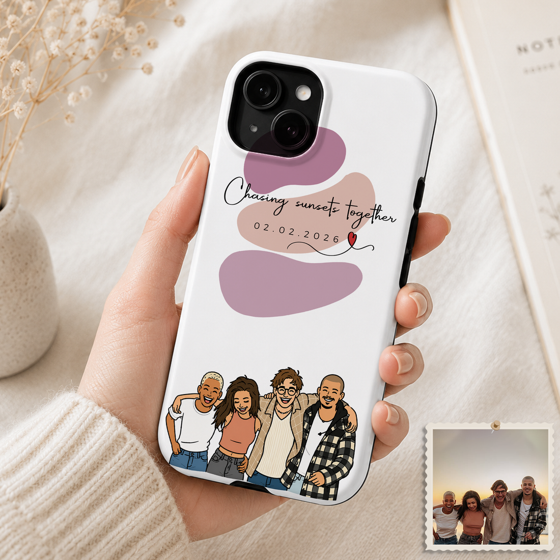 Tough Phone Case for iPhone & Samsung, Personalized Friend Funny Doodle Case with Custom Text