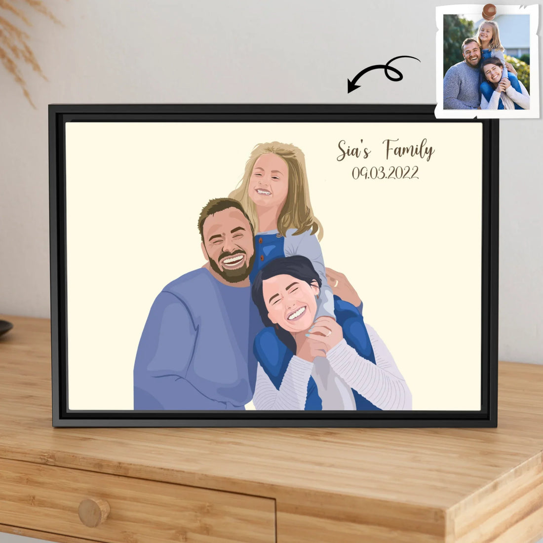 Personalized Family Portrait from Photo, Custom Illustrated Art, Unique Gift for Home, Anniversary Canvas-BeUnikArt