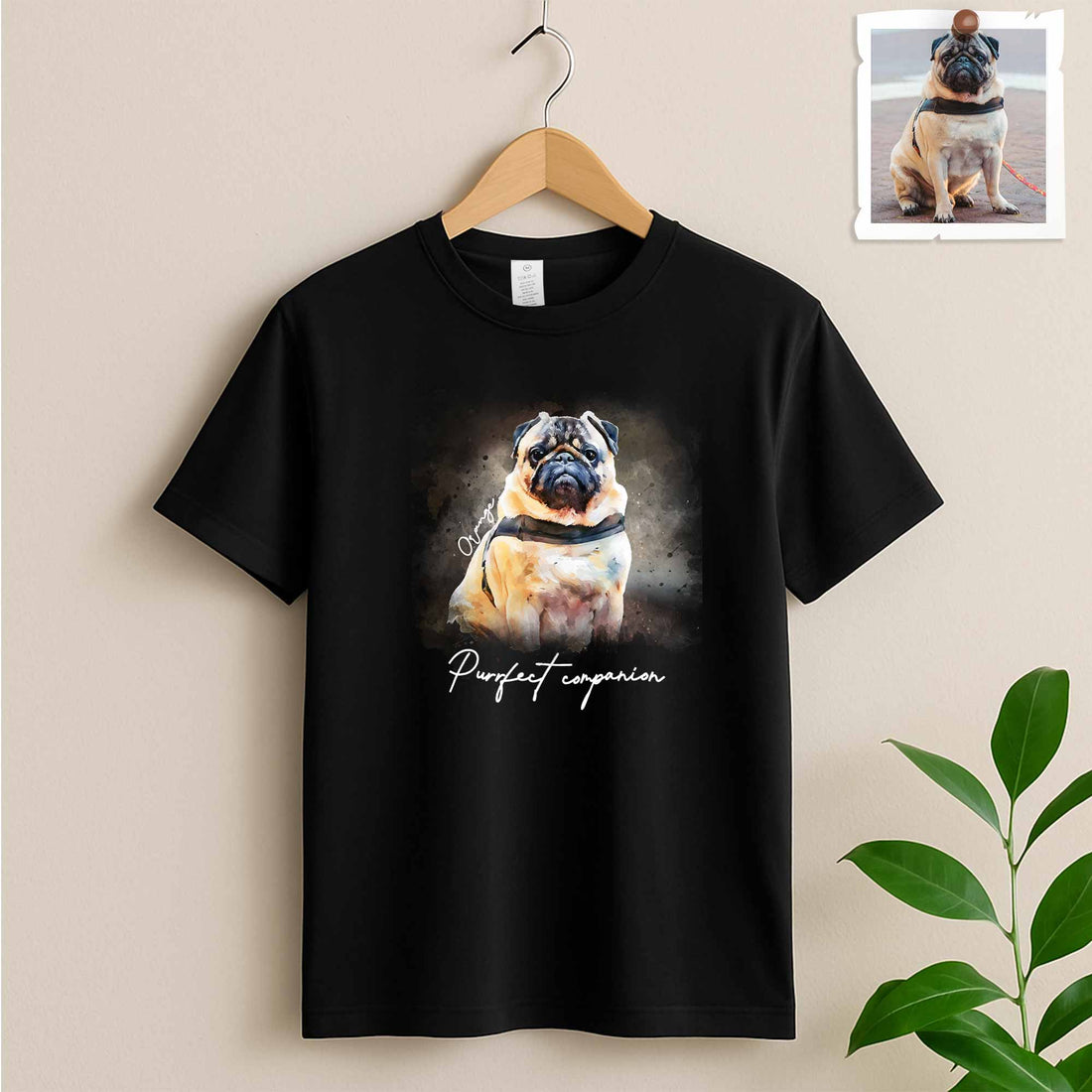 Personalized Your Pet Picture, Turn Photo to Watercolor Style Art Portrait, Thoughtful Gift Unisex Crewneck T-shirt S-5XL