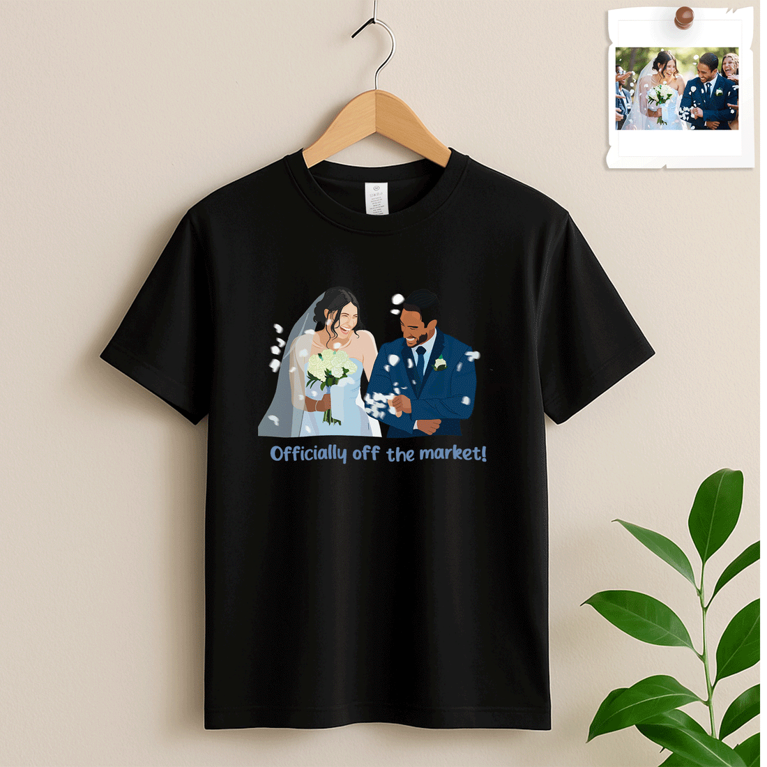 Personalized Wedding Illustration Art, Unique Gift for Newlyweds, Wedding Anniversary Unisex Crewneck T-shirt S-5XL
