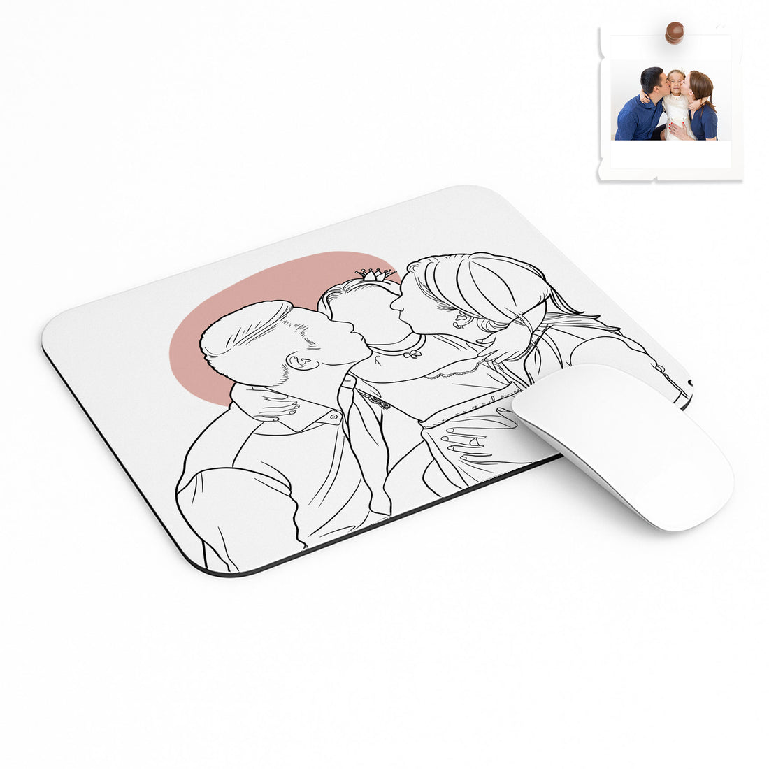 Custom Family Portrait to Line Art, Perfect Gift for Parents Rectangle Mouse Pad