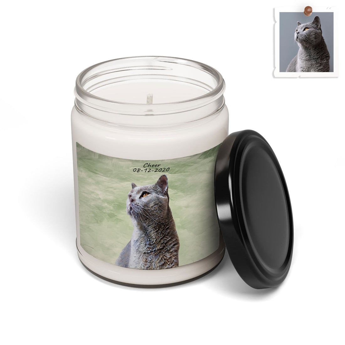 Personalize Your Pet’s Portrait, Oil Painting Style Dog and Cat Lover Gift Scented Soy Candle, 9oz
