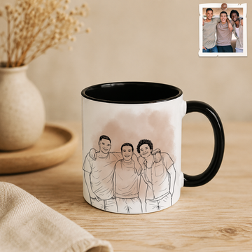 Personalized Photo to Line Art Friendship Accent Coffee Mug (11, 15oz)