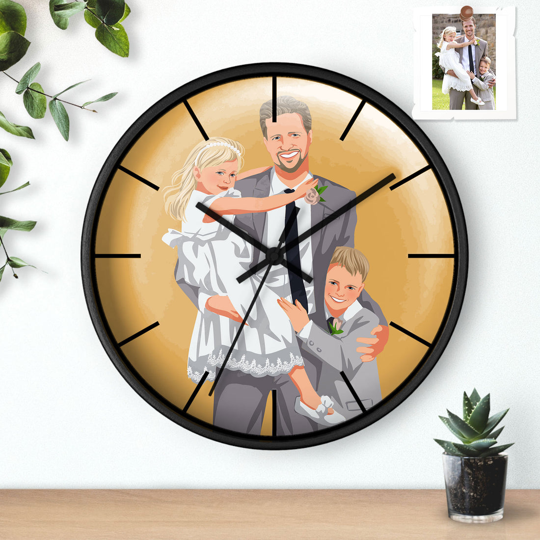 Customized Portrait to Art, Custom Turn Art Picture For Dad, Memorial Father's Day Wall Clock