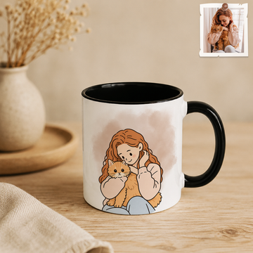 Custom Dog Cat Pet Owner Funny Doodle Accent Mug with Personalized Text