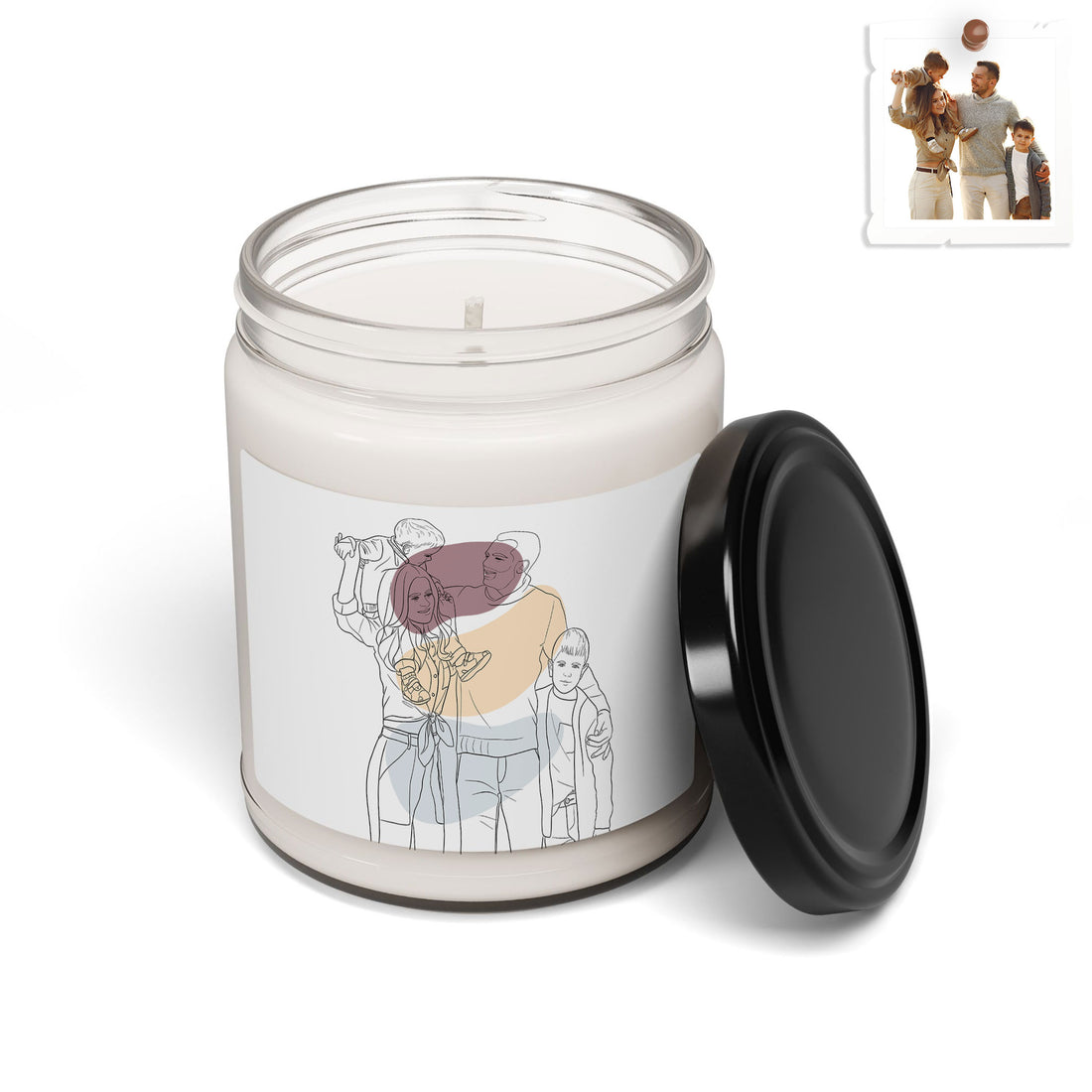 Custom Family Line Art Portrait, Father's or Mother's Day Gift Scented Soy Candle, 9oz