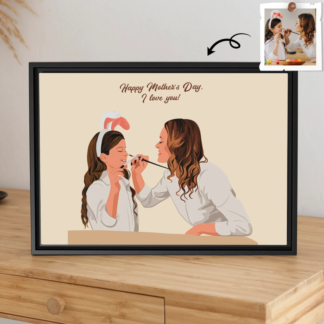 Custom Portrait from Photo, Personalized Illustration Painting Art, Memorial Mother's Day Gift Canvas-BeUnikArt