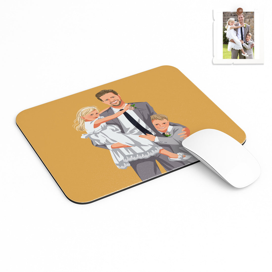 Customized Portrait to Art, Custom Gift Turn Art Picture For Dad, Memorial Father's Day Rectangle Mouse Pad