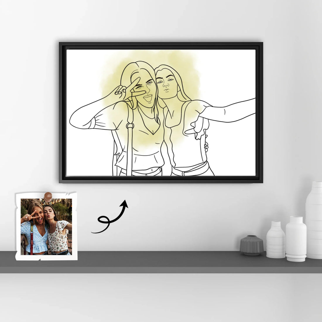 Personalized Friendship Line Art from Photo Best Friend Gift Canvas-BeUnikArt