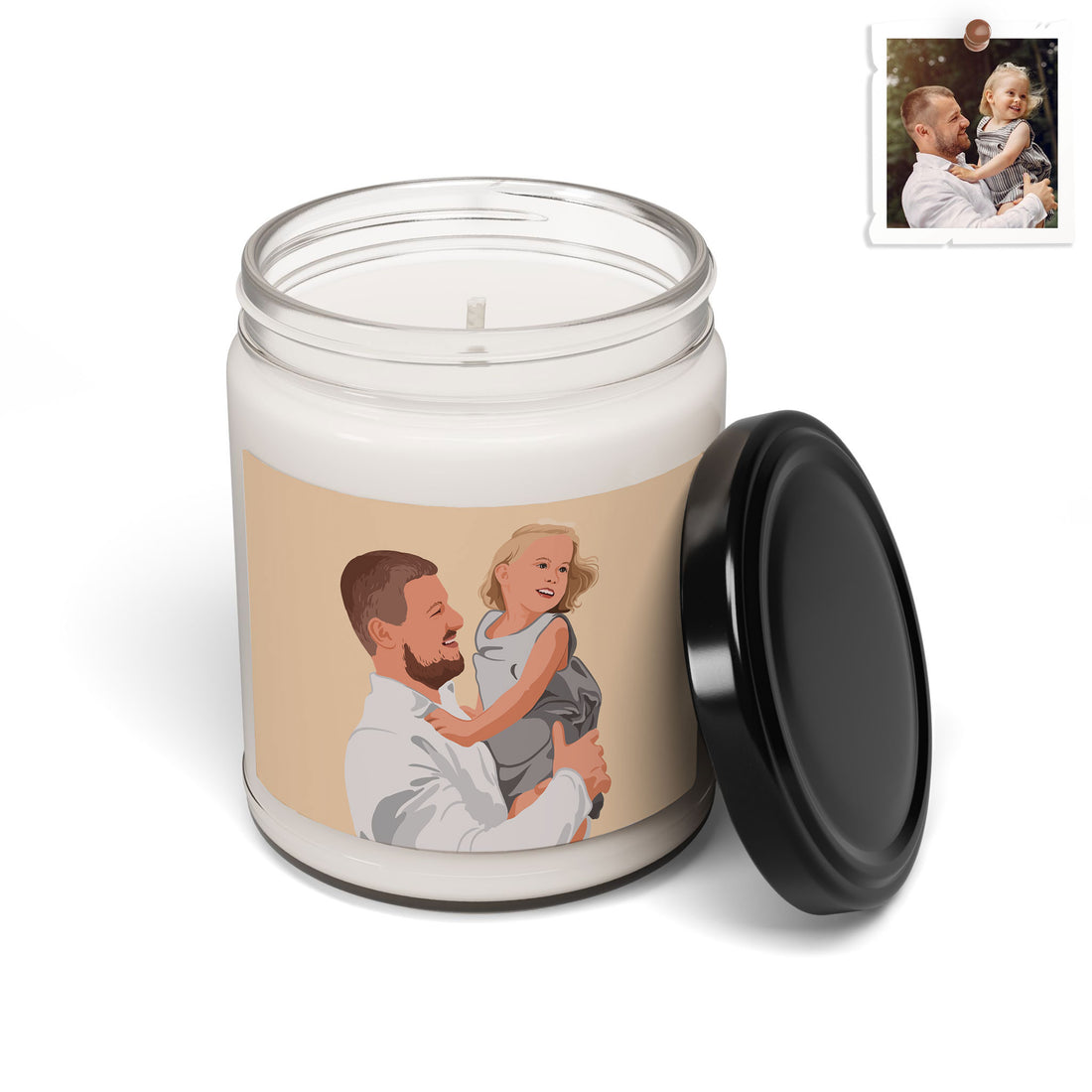 Customized Portrait to Art, Custom Gift Turn Art Picture For Dad, Memorial Father's Day Scented Soy Candle, 9oz